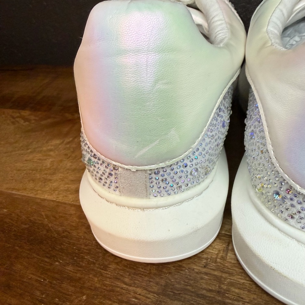 Steve Madden Silver and White Rhinestone Men's Sneakers - Picture 4 of 5